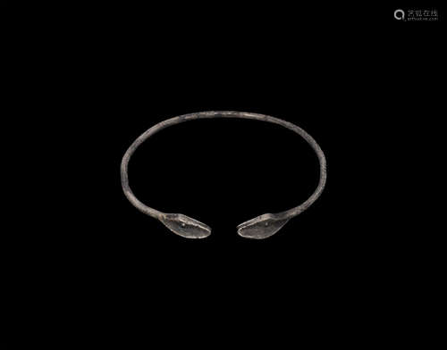 Roman Silver Snake-Headed Bracelet