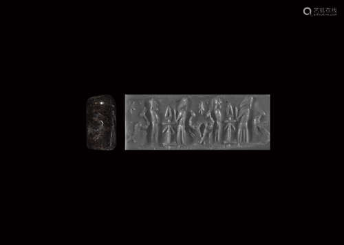 Western Asiatic Cylinder Seal with Figures and Ibexes