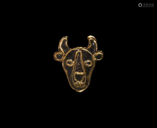 Merovingian Gold Enamelled Bull Head Brooch