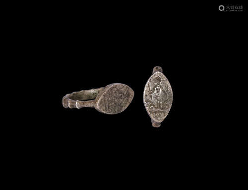 Late Byzantine Silver Gnostic Ring with Leontokephalos