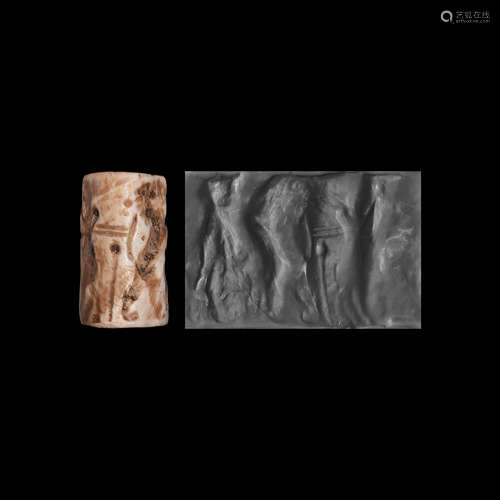 Western Asiatic Old Akkadian Cylinder Seal with Contest Scene