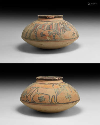 Indus Valley Mehrgarh Painted Vessel with Animals