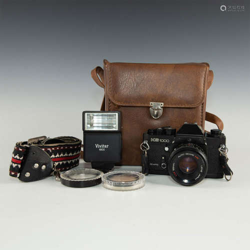 VINTAGE SEARS KS-1000 35MM SLR WITH CASE, FLASH