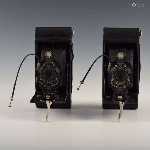 MATCH SET PAIR OF ANTIQUE FOLDING KODAK CAMERAS