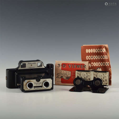 BAKELITE CORONET 3D CAMERA WITH STEREO VIEWER, MANUAL
