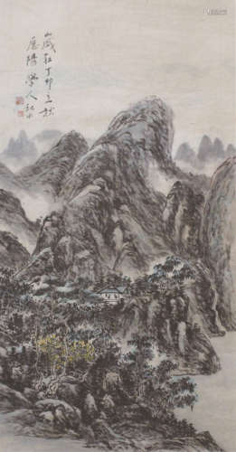 李秋水 山水立轴