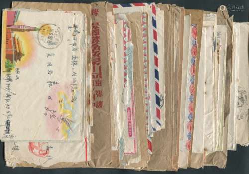 1952-57年盖中国军邮圆戳封一组62件，封品不均。请预览。