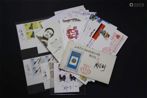 邮票设计家签名封、票一组28件，请预览。
