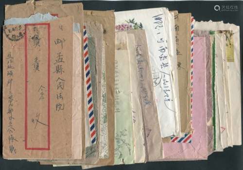 1957年代小三角军邮免费戳封一组42件。保存较好。