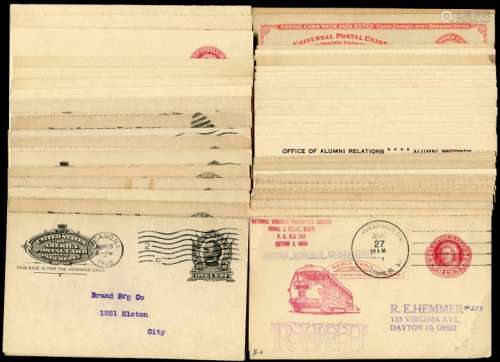 美国早期邮资片双片实寄品一组50件。保存完好。
