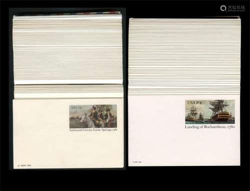 美国不同图案邮资明信片一组140件，请预览。
