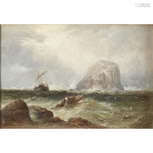 JAMES WEBB R.A. (BRITISH 1825-1895)OFF THE BASS ROCK Signed, oil on canvas21cm x 31cm (8.25in x 12.