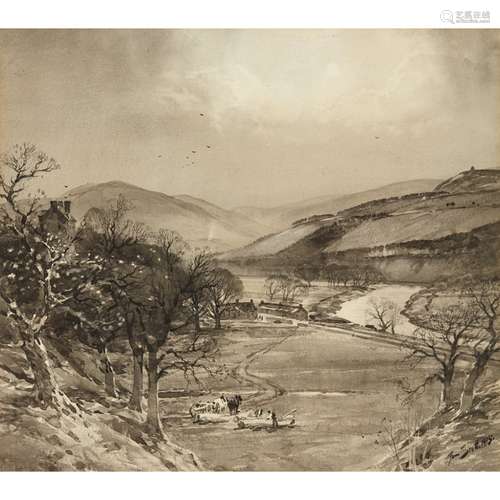 TOM SCOTT R.S.A (SCOTTISH 1854-1927)THE ETTRICK VALLEY NEAR SELKIRK Signed and dated 1915,