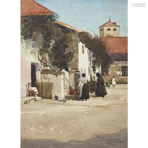 JOHN KEPPIE R.S.A., J.P. (SCOTTISH 1862-1945)SEGOVIA COURTYARD Signed, inscribed and dated 1912,