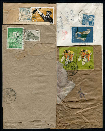 1964-66年分贴纪、特不同邮票单、双挂号封一组4件。请预览。