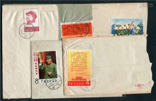 文革邮票实寄封一组5件，分贴文2、文3、文4、文5等票，国内实寄。请预览，保存完好。