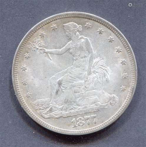 美国1877年自由女神像，银元。
