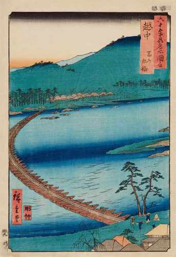 Utagawa Hiroshige (1797-1858)Ôban. Series: Rokujûyoshû meisho zue. No. 34. Title: Etchû, Toyama,