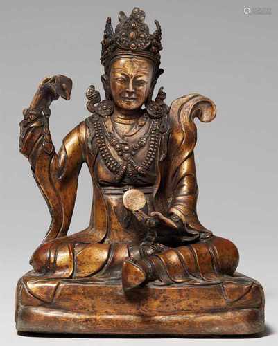 Padmasambhava / Guru Loden Chogse. Kupferbronze. Tibet oder Nepal. 18./19. Jh.Guru Loden Chogse,