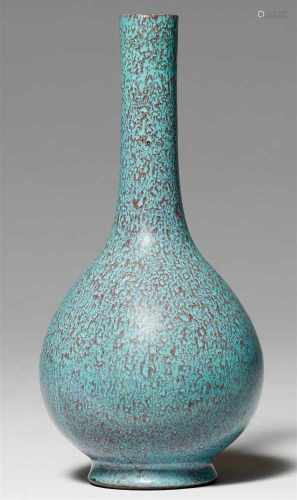 Vase mit robin's egg-Glasur. Qing-Zeit (1644-1911)Flaschenvase, ganz bedeckt mit einer