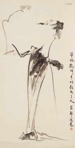 Unbekannter Künstler . 20. Jh.Der Dichter Li Bai. Hängerolle. Tusche und wenige Farben auf Papier.