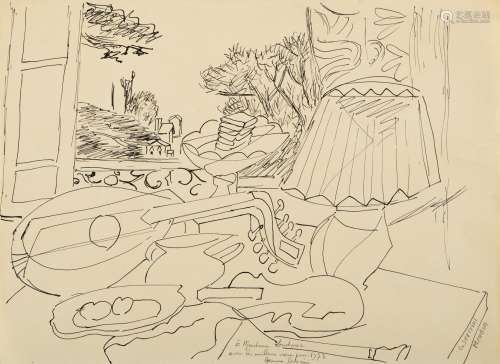 Severini, Gino1883 Cortona - 1966 ParisOhne Titel. Um 1947. Tuschzeichnung auf Papier. 20,5 x