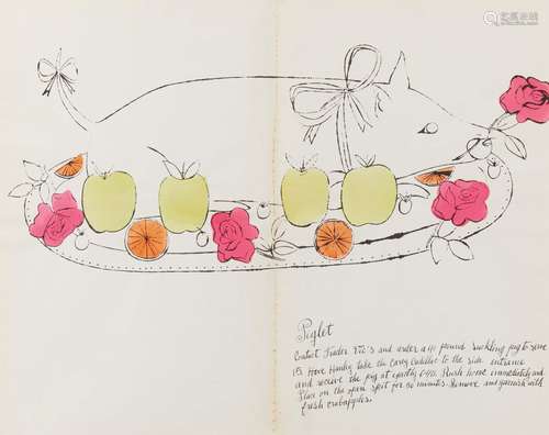 Warhol, Andy1928 Pittsburgh - 1987 New YorkPiglet. Aus: Wild Raspberries. 1959. Aquarellierte