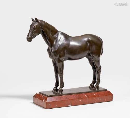 Fleischhacker, Leopold1882 Felsberg - 1946 Ukkel/BelgienPferd. Bronze, dunkelbraun patiniert. 31 x
