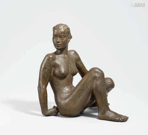Deutscher Bildhauer20. JahrhundertOhne Titel (Sitzender Akt). Wohl 1930er Jahre. Bronze, dunkelbraun