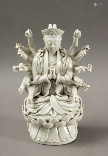 First half of 20th century Chinese Republic period Guanyin figure in Blanc de Chine porcelain