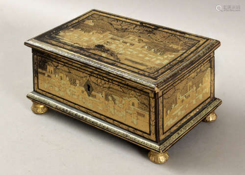 First half of 20th century Cantonese lacquer jewellery box