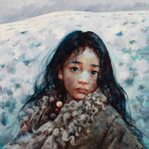 艾轩（b.1947） 2003年作 藏女 布面油画