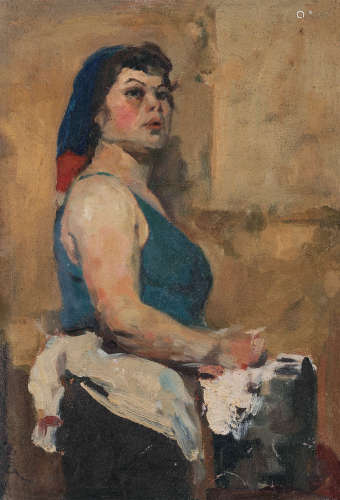 潘玉良（1895～1977） 法兰西女郎 纸本油画
