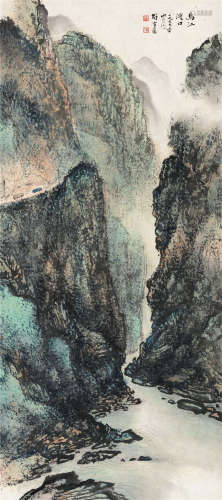 黎雄才（1910～2001） 1977年作 乌江渡口 镜片 设色纸本