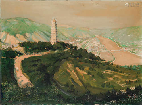 罗工柳（1916～2004） 延安之春 纸板油画