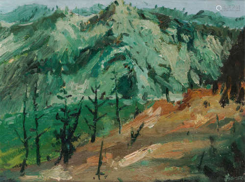 朱乃正（1935～2013） 1979年作 山水 纸本油画