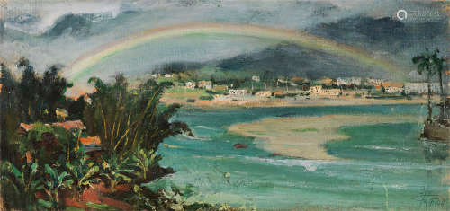 苏天赐（1922～2006） 1977年作 海南虹影 布面油画