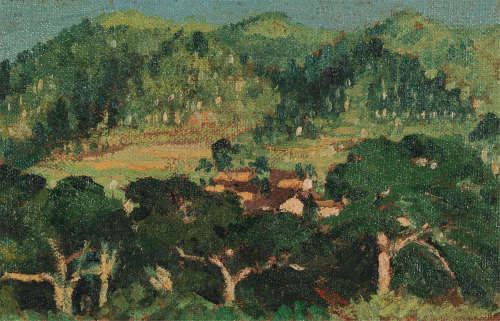 凃克（1916～2012） 1961年作 山水 纸本油画
