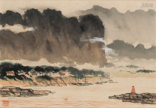余本（1905～1995） 山水 纸本水彩