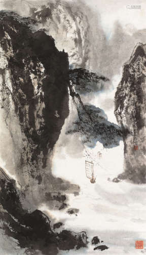 张登堂 辛酉（1981）年作 李白诗意图 镜片 设色纸本