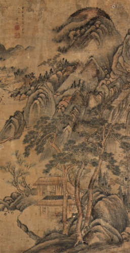 莫是龙 甲寅（1554）年作 雪村山庄读书图 立轴 设色纸本