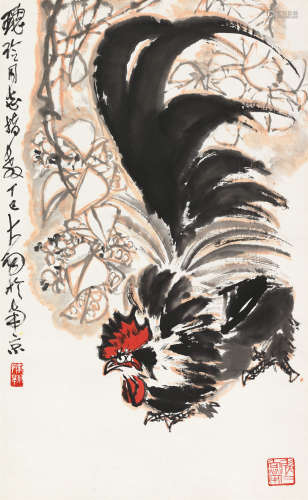 陈大羽 丁巳（1977）年作 大吉图 镜片 设色纸本