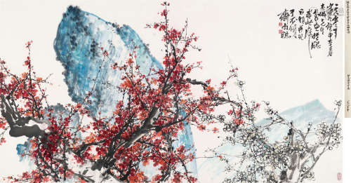 刘昌潮 1980年作 红梅图 镜片 设色纸本