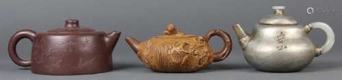 Group of Chinese Zisha Ceramic Teapots