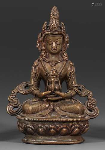 Kleine Tibetochinesische Figur eines Bodhisattva B…