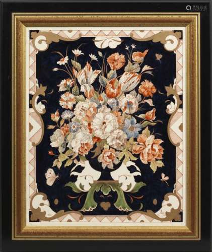 Prachtvolle Delfter Bildplatte mit Blumenstilllebe…