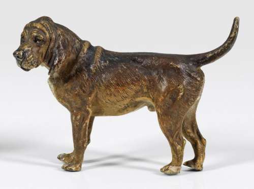 Hund Wiener Bronze, ziseliert und farbig bemalt. V…