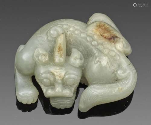 Jade Figur eines Luduans Helle seladongrüne Nephri…
