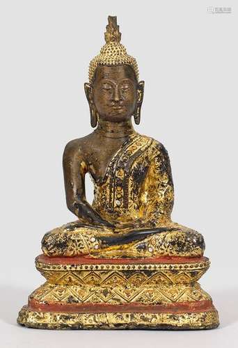 Buddha Figur Sukothai Bronze, teilw. Schwarz patin…