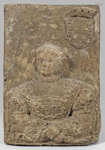 Renaissance Relieffliese mit Porträt einer jungen …